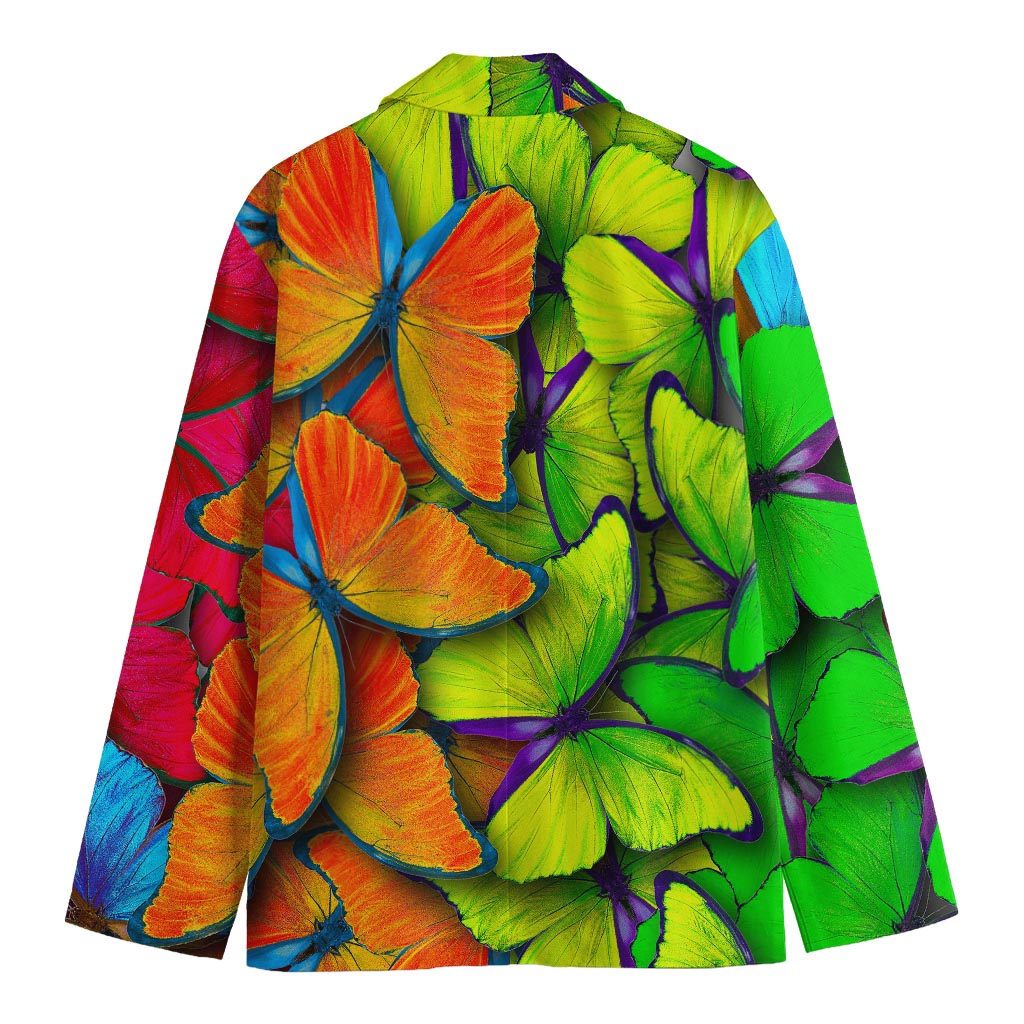 Rainbow Butterfly Pattern Print Men's Blazer