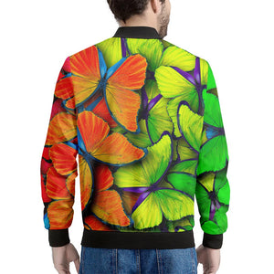 Rainbow Butterfly Pattern Print Men's Bomber Jacket