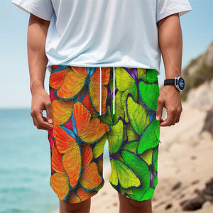 Rainbow Butterfly Pattern Print Men's Cargo Shorts