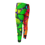 Rainbow Butterfly Pattern Print Men's Compression Pants