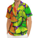 Rainbow Butterfly Pattern Print Men's Deep V-Neck Shirt