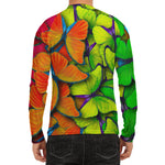 Rainbow Butterfly Pattern Print Men's Long Sleeve Rash Guard