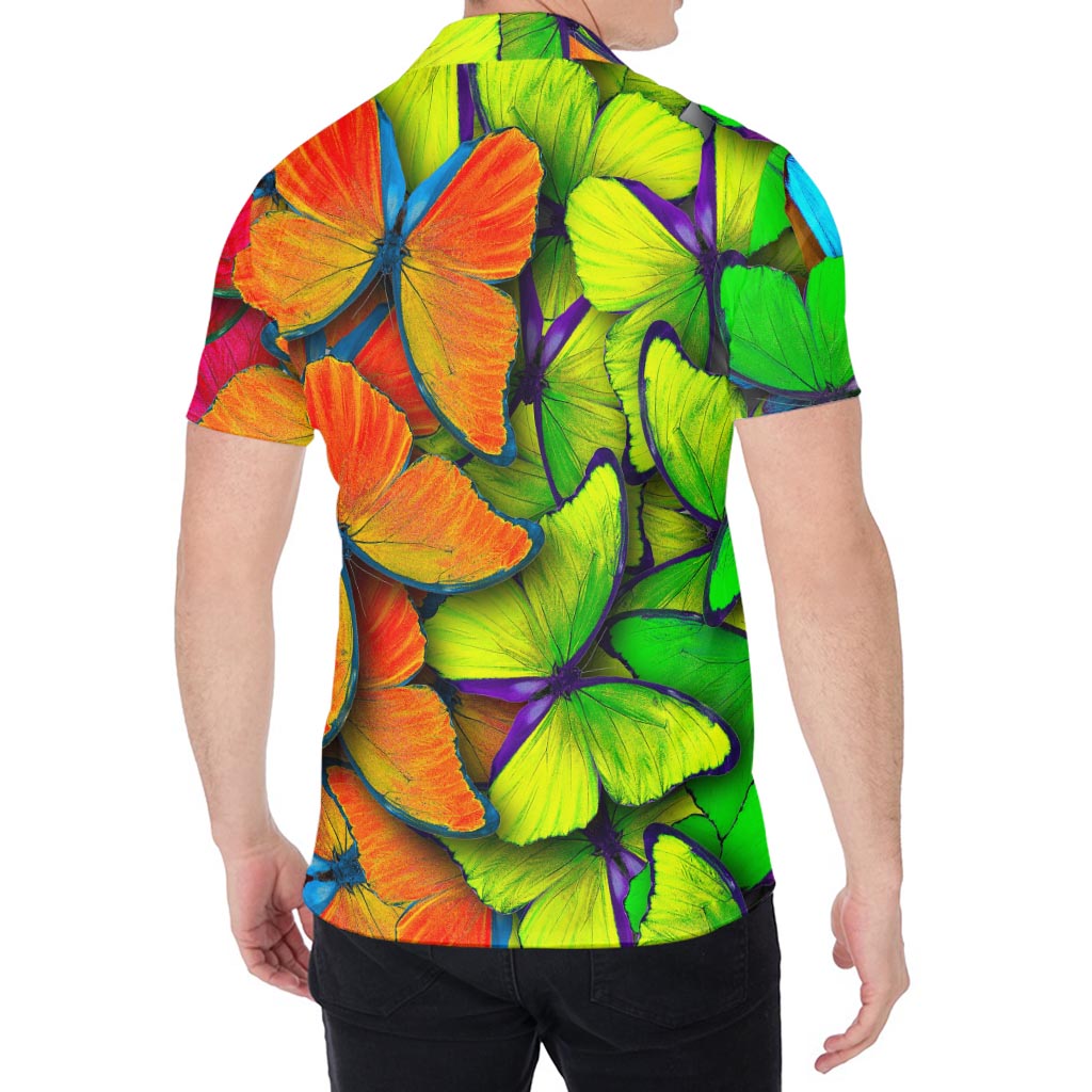 Rainbow Butterfly Pattern Print Men's Shirt