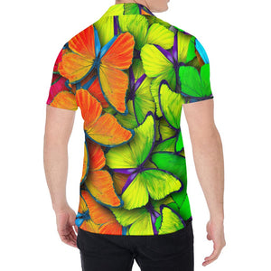 Rainbow Butterfly Pattern Print Men's Shirt