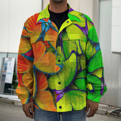 Rainbow Butterfly Pattern Print Men's Shirt Jacket