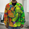 Rainbow Butterfly Pattern Print Men's Shirt Jacket