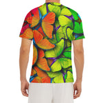 Rainbow Butterfly Pattern Print Men's Short Sleeve Rash Guard