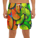 Rainbow Butterfly Pattern Print Men's Split Running Shorts