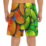 Rainbow Butterfly Pattern Print Men's Split Running Shorts