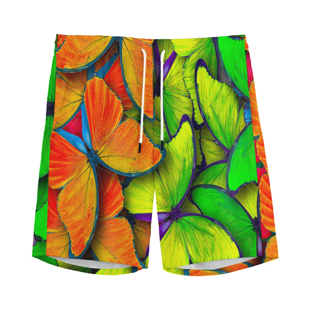 Rainbow Butterfly Pattern Print Men's Sports Shorts