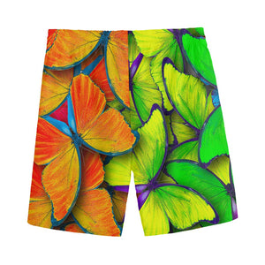 Rainbow Butterfly Pattern Print Men's Sports Shorts