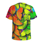 Rainbow Butterfly Pattern Print Men's Sports T-Shirt