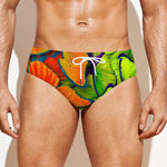 Rainbow Butterfly Pattern Print Men's Swim Briefs