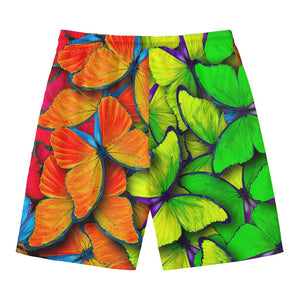 Rainbow Butterfly Pattern Print Men's Swim Trunks