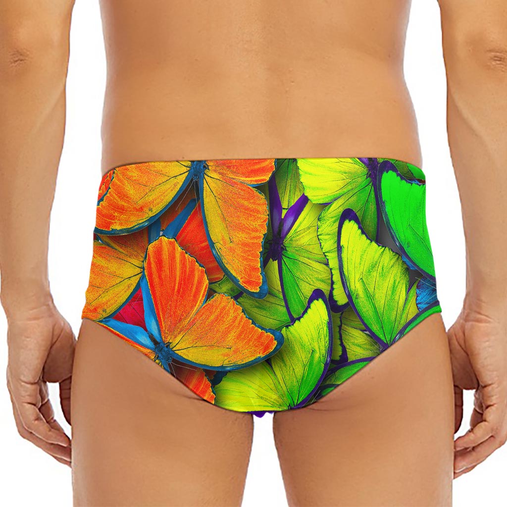 Rainbow Butterfly Pattern Print Men's Triangle Swim Briefs