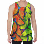 Rainbow Butterfly Pattern Print Men's Velvet Tank Top