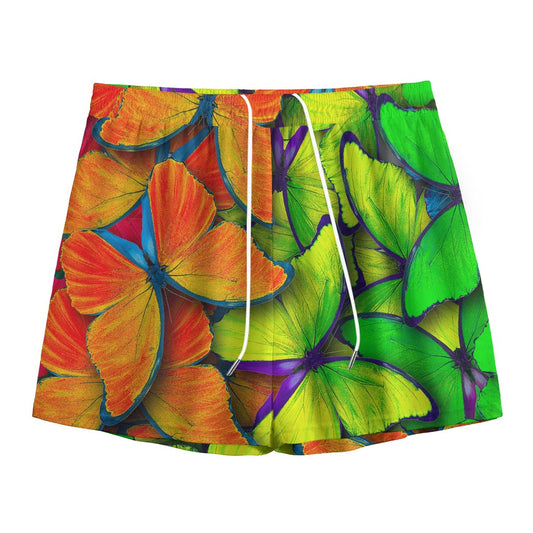 Rainbow Butterfly Pattern Print Mesh Shorts