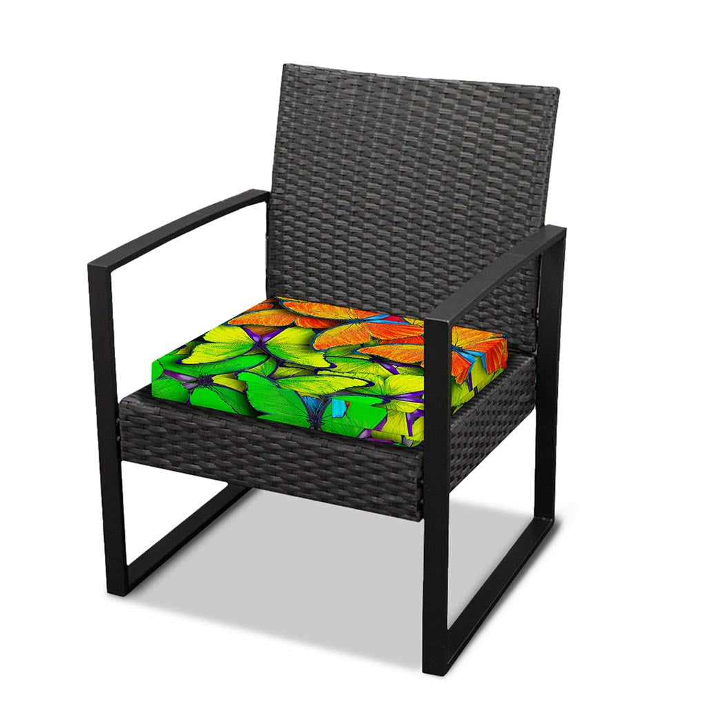 Rainbow Butterfly Pattern Print Outdoor Seat Cushion Cover
