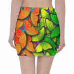 Rainbow Butterfly Pattern Print Pencil Mini Skirt