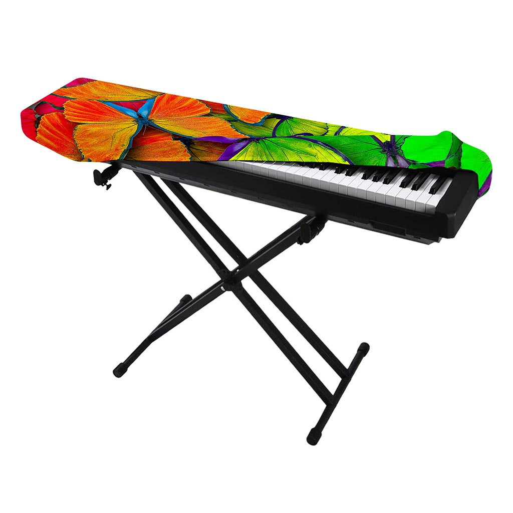 Rainbow Butterfly Pattern Print Piano Keyboard Cover