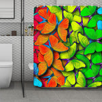 Rainbow Butterfly Pattern Print Polyester Shower Curtain