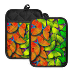 Rainbow Butterfly Pattern Print Pot Holders With Pocket