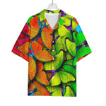 Rainbow Butterfly Pattern Print Rayon Hawaiian Shirt