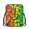 Rainbow Butterfly Pattern Print Rectangular Crossbody Bag