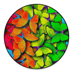 Rainbow Butterfly Pattern Print Round Floor Mat