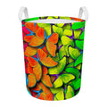 Rainbow Butterfly Pattern Print Round Laundry Basket