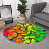 Rainbow Butterfly Pattern Print Round Rug