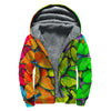 Rainbow Butterfly Pattern Print Sherpa Lined Zip Up Hoodie