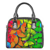 Rainbow Butterfly Pattern Print Shoulder Handbag