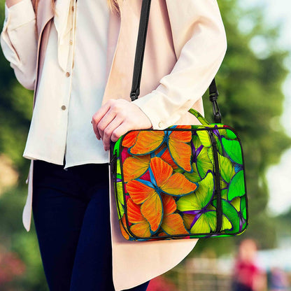 Rainbow Butterfly Pattern Print Shoulder Strap Bible Bag