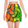 Rainbow Butterfly Pattern Print Side Slit Mini Skirt