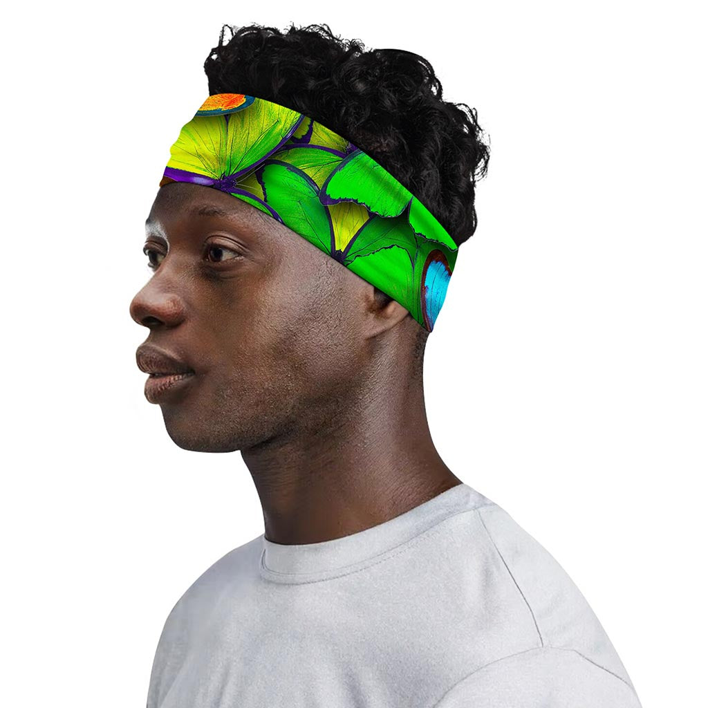Rainbow Butterfly Pattern Print Sports Headband