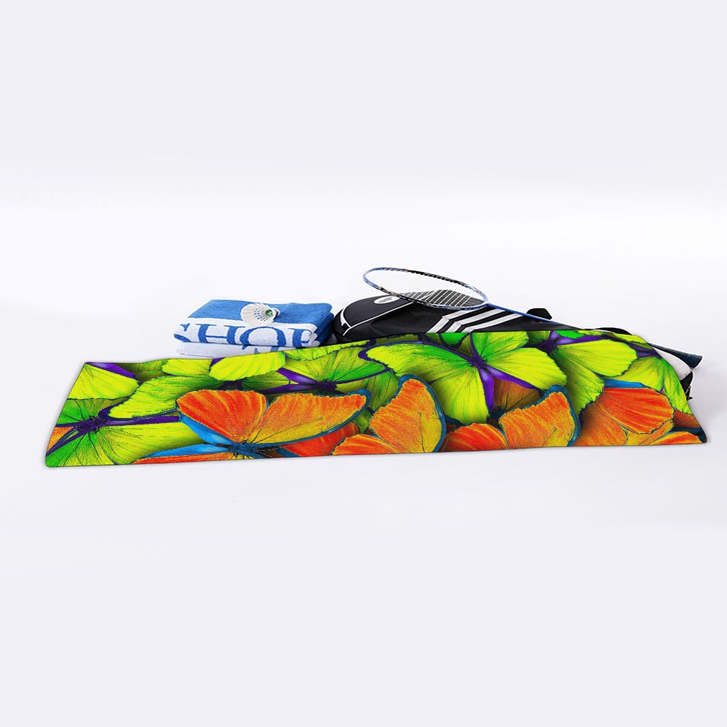 Rainbow Butterfly Pattern Print Sports Towel