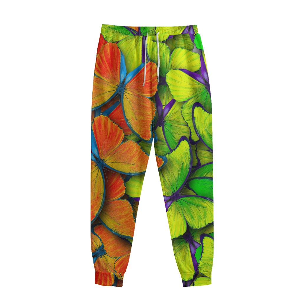 Rainbow Butterfly Pattern Print Sweatpants