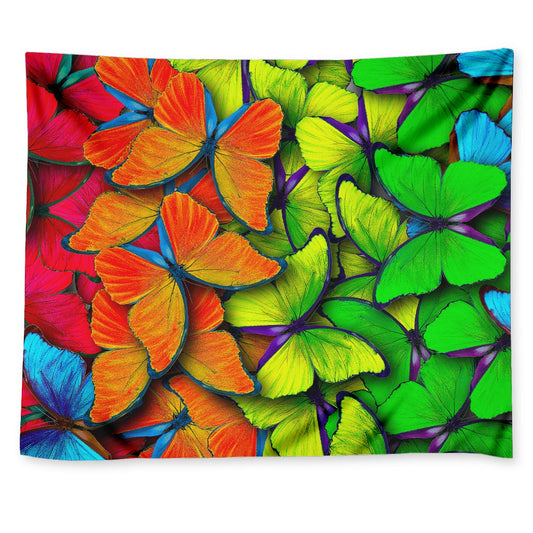 Rainbow Butterfly Pattern Print Tapestry