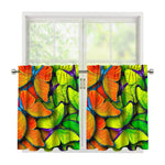 Rainbow Butterfly Pattern Print Tier Curtains