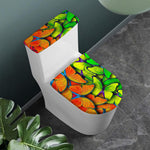 Rainbow Butterfly Pattern Print Toilet Lid And Tank Cover Set