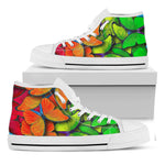 Rainbow Butterfly Pattern Print White High Top Sneakers
