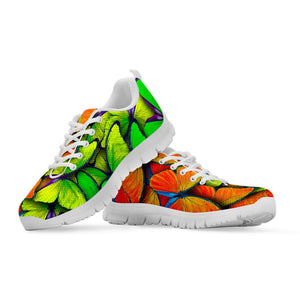 Rainbow Butterfly Pattern Print White Running Shoes