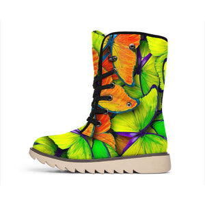 Rainbow Butterfly Pattern Print Winter Boots