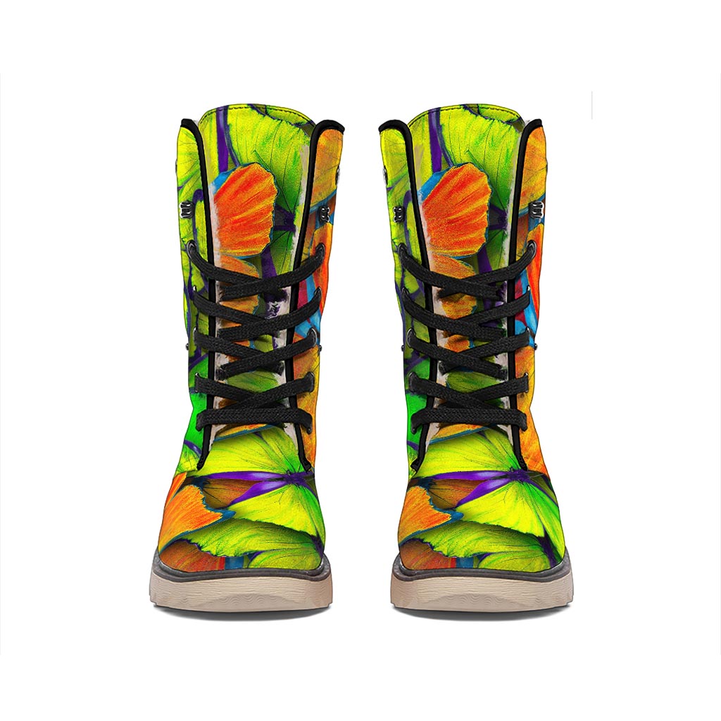 Rainbow Butterfly Pattern Print Winter Boots