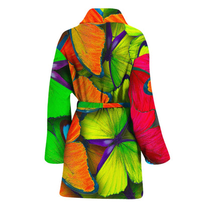 Rainbow Butterfly Pattern Print Women's Bathrobe