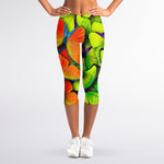Rainbow Butterfly Pattern Print Women's Capri Leggings