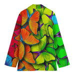 Rainbow Butterfly Pattern Print Women's Cotton Blazer