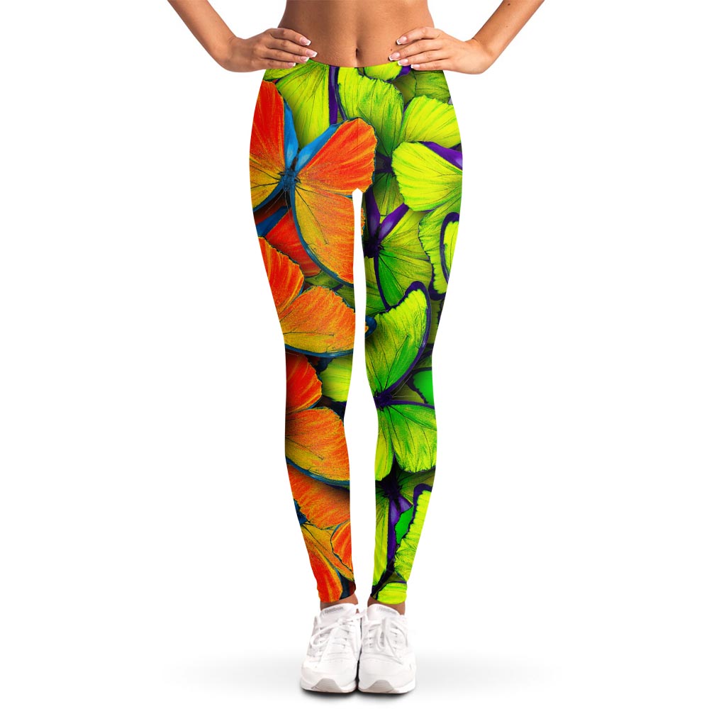 Rainbow Butterfly Pattern Print Women's Leggings