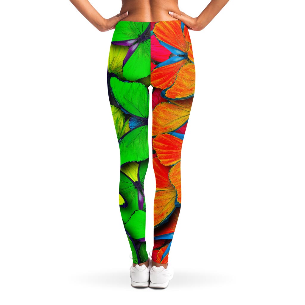Rainbow Butterfly Pattern Print Women's Leggings